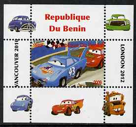 Benin 2009 Disney's Lightning McQueen & Olympics #04 individual perf deluxe sheet unmounted mint. Note this item is privately produced and is offered purely on its thematic appeal, stamps on , stamps on  stamps on films, stamps on  stamps on cinema, stamps on  stamps on movies, stamps on  stamps on cars, stamps on  stamps on olympics, stamps on  stamps on disney, stamps on  stamps on cartoons