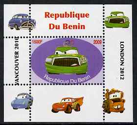 Benin 2009 Disneys Lightning McQueen & Olympics #06 individual perf deluxe sheet unmounted mint. Note this item is privately produced and is offered purely on its themati..., stamps on films, stamps on cinema, stamps on movies, stamps on cars, stamps on olympics, stamps on disney, stamps on cartoons