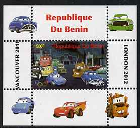 Benin 2009 Disneys Lightning McQueen & Olympics #07 individual perf deluxe sheet unmounted mint. Note this item is privately produced and is offered purely on its themati..., stamps on films, stamps on cinema, stamps on movies, stamps on cars, stamps on olympics, stamps on disney, stamps on cartoons