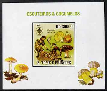 St Thomas & Prince Islands 2009 Scouts & Fungi #03 individual imperf deluxe sheet unmounted mint. Note this item is privately produced and is offered purely on its thematic appeal, stamps on scouts, stamps on fungi