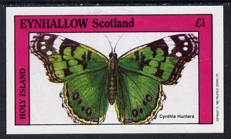 Eynhallow 1982 Butterflies (Cynthia Huntera) imperf souvenir sheet (£1 value) unmounted mint, stamps on butterflies