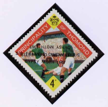 Thomond 1967 Football 4d (Diamond-shaped) with 'Sir Francis Chichester, Gypsy Moth 1967' overprint doubled, one inverted, unmounted mint but slight set-off on gummed side, stamps on football, stamps on sport, stamps on sailing, stamps on explorers