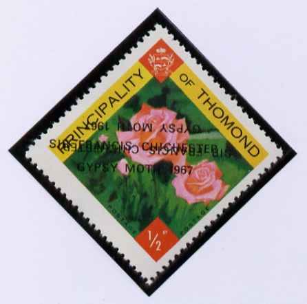 Thomond 1967 Roses 1/2d (Diamond-shaped) with 'Sir Francis Chichester, Gypsy Moth 1967' overprint doubled, one inverted, unmounted mint but slight set-off on gummed side, stamps on flowers, stamps on sailing, stamps on explorers