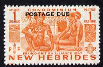 New Hebrides - English 1953 Postage Due 1f orange unmounted mint SG D15, stamps on , stamps on  stamps on natives