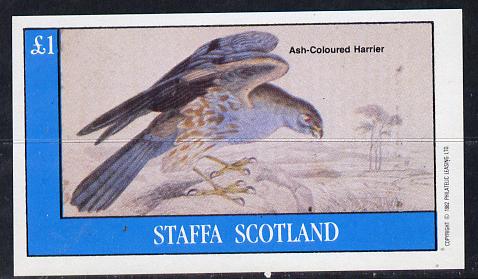 Staffa 1982 Birds of Prey #09 (Ash Harrier) imperf souvenir sheet (£1 value) unmounted mint, stamps on birds, stamps on birds of prey