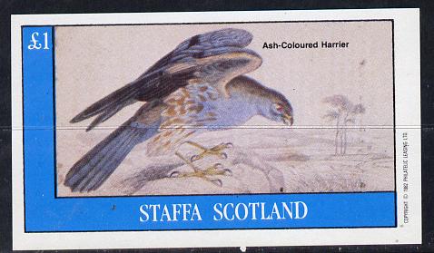 Staffa 1982 Birds of Prey #09 (Ash Harrier) imperf souvenir sheet (Â£1 value) unmounted mint, stamps on , stamps on  stamps on birds, stamps on  stamps on birds of prey