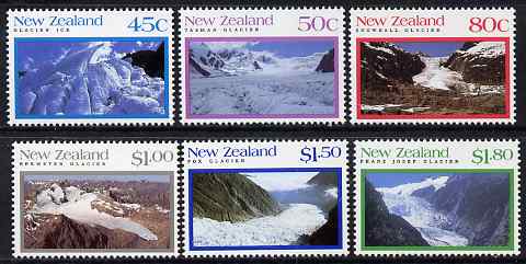 New Zealand 1992 Glaciers perf set of 6 unmounted mint, SG 1675-80, stamps on tourism, stamps on 