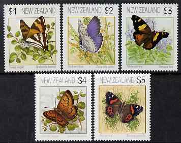 New Zealand 1991 Butterflies perf set of 5 unmounted mint, SG 1635-44, stamps on butterflies