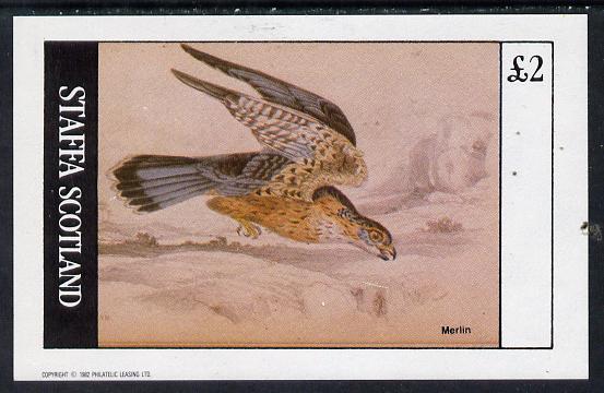 Staffa 1982 Birds of Prey #10 (Merlin) imperf deluxe sheet (Â£2 value) unmounted mint, stamps on birds, stamps on birds of prey