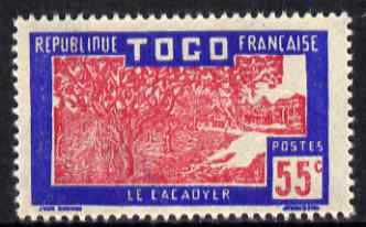 Togo 1924-38 Cocoa Trees 55c carmine & ultramarine unmounted mint, SG 75, stamps on , stamps on  stamps on trees, stamps on  stamps on cocoa, stamps on  stamps on drinks