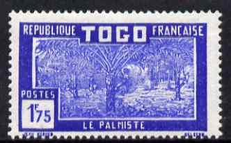 Togo 1924-38 Palm Trees 1f75 blue & ultramarine unmounted mint, SG 91, stamps on trees, stamps on palms
