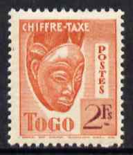 Togo 1940 Postage Due 2f Native Mask unmounted mint unissued without RF similar to SG D159, stamps on masks