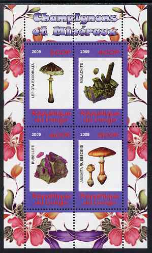 Congo 2009 Fungi & Minerals #2 perf sheetlet containing 4 values unmounted mint, stamps on , stamps on  stamps on fungi, stamps on  stamps on minerals