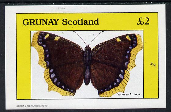 Grunay 1982 Butterflies (Vanessa Antiopa) imperf deluxe sheet (Â£2 value) unmounted mint, stamps on , stamps on  stamps on butterflies