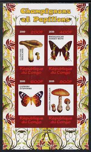 Congo 2009 Fungi & Butterflies #2 imperf sheetlet containing 4 values unmounted mint