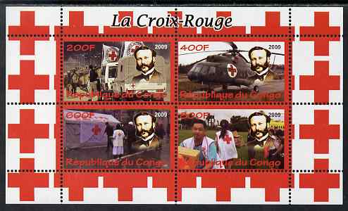 Congo 2009 Red Cross perf sheetlet containing 4 values unmounted mint, stamps on , stamps on  stamps on red cross, stamps on  stamps on helicopters, stamps on  stamps on aviation, stamps on  stamps on medical, stamps on  stamps on militaria