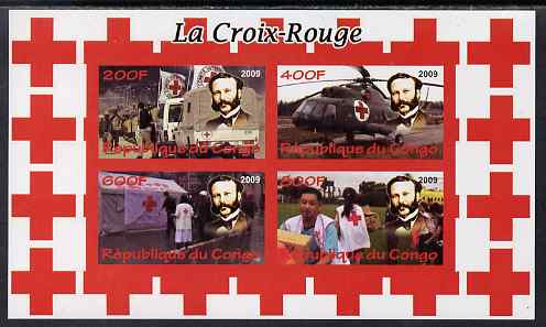 Congo 2009 Red Cross imperf sheetlet containing 4 values unmounted mint, stamps on red cross, stamps on helicopters, stamps on aviation, stamps on medical, stamps on militaria