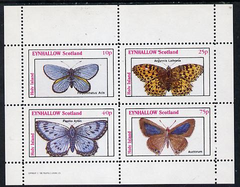 Eynhallow 1982 Butterflies (Polyommatus Acis) perf  set of 4 values (10p to 75p) unmounted mint, stamps on , stamps on  stamps on butterflies