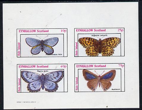 Eynhallow 1982 Butterflies (Polyommatus Acis) imperf  set of 4 values (10p to 75p) unmounted mint, stamps on , stamps on  stamps on butterflies