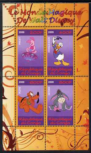 Congo 2009 The Magical World of Walt Disney #1 perf sheetlet containing 4 values unmounted mint, stamps on , stamps on  stamps on films, stamps on  stamps on movies, stamps on  stamps on cinema, stamps on  stamps on disney, stamps on  stamps on cartoons