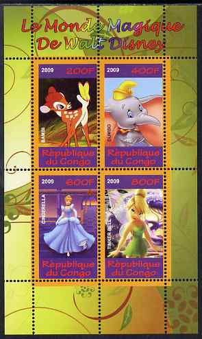 Congo 2009 The Magical World of Walt Disney #3 perf sheetlet containing 4 values unmounted mint, stamps on films, stamps on movies, stamps on cinema, stamps on disney, stamps on cartoons