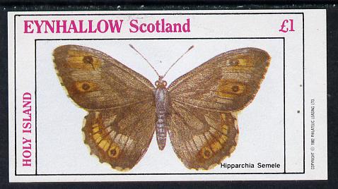 Eynhallow 1982 Butterflies (Hipparchia Semele) imperf souvenir sheet (£1 value) unmounted mint, stamps on butterflies