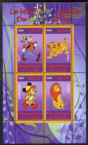 Congo 2009 The Magical World of Walt Disney #4 perf sheetlet containing 4 values unmounted mint, stamps on , stamps on  stamps on films, stamps on  stamps on movies, stamps on  stamps on cinema, stamps on  stamps on disney, stamps on  stamps on cartoons