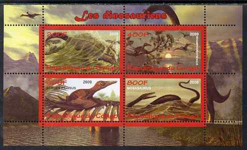 Congo 2009 Dinosaurs #2 perf sheetlet containing 4 values unmounted mint, stamps on , stamps on  stamps on dinosaurs