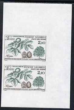 Andorra - French 1984 Nature Protection 2f10 Walnut Tree imperf pair from limited printing unmounted mint as SG F361, stamps on trees