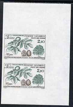 Andorra - French 1984 Nature Protection 2f10 Walnut Tree imperf pair from limited printing unmounted mint as SG F361, stamps on , stamps on  stamps on trees