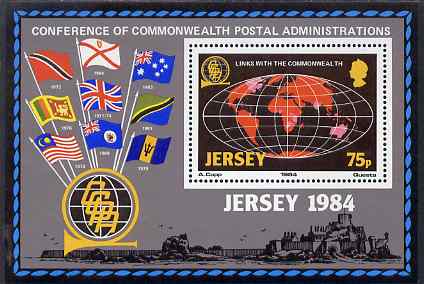 Jersey 1984 Links with the Commonwealth perf m/sheet unmounted mint, SG MS 333, stamps on , stamps on  stamps on maps, stamps on  stamps on globes