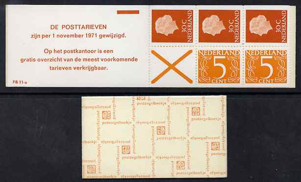 Netherlands 1971 Numeral & Juliana 1g booklet complete and fine SG SB71, stamps on 