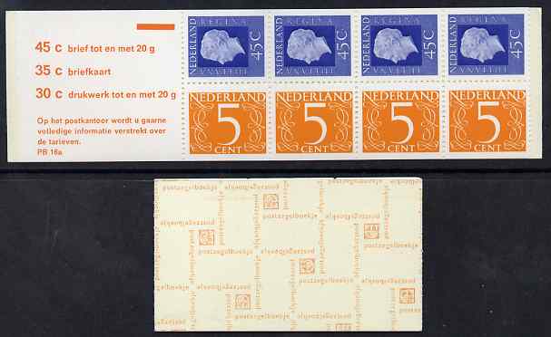 Netherlands 1974 Numeral & Juliana 2g booklet complete and fine SG SB77, stamps on 