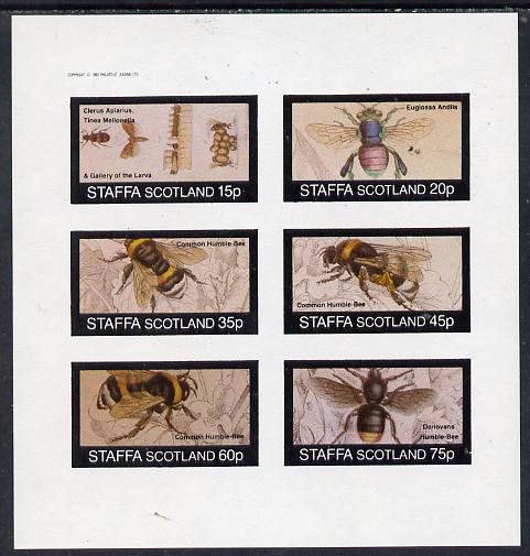 Staffa 1982 Bees (Clerus Apiarius) imperf  set of 6 values (15p to 75p) unmounted mint, stamps on , stamps on  stamps on insects    honey, stamps on bees