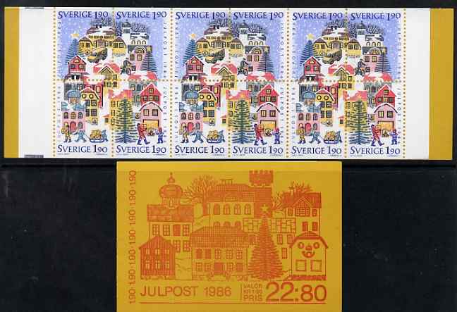 Sweden 1986 Christmas 22k80 booklet (Village) complete and fine, SG SB395, stamps on , stamps on  stamps on christmas