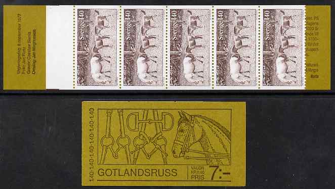 Booklet - Sweden 1977 Gotland Ponies 7k booklet complete and fine, SG SB320, stamps on horses