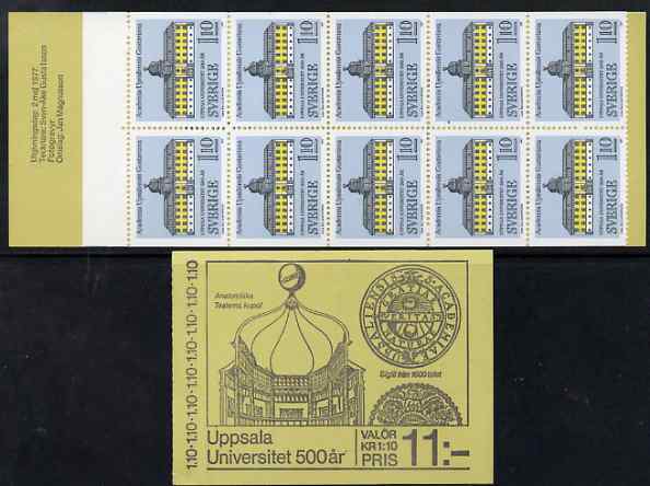 Sweden 1977 Uppsala University 11k booklet complete and fine, SG SB318, stamps on , stamps on  stamps on education, stamps on  stamps on universities, stamps on  stamps on buildings