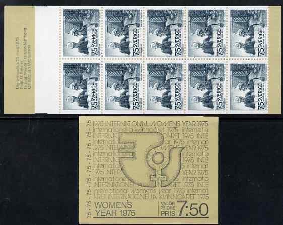 Sweden 1975 International Womens Year 7k50 booklet complete and fine, SG SB298, stamps on women