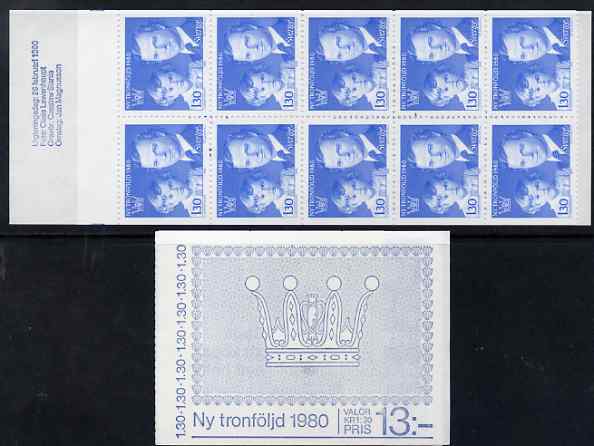 Sweden 1980 New Order Of Succession 13k booklet complete and fine, SG SB340, stamps on royalty