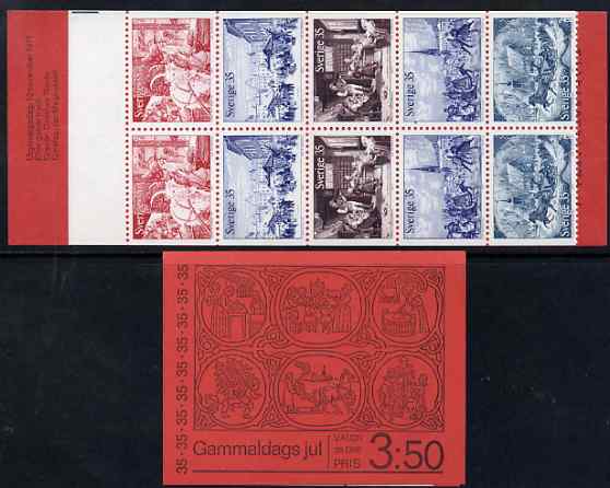 Sweden 1971 Christmas 3k50 booklet complete and fine, SG SB265, stamps on christmas, stamps on music, stamps on skating