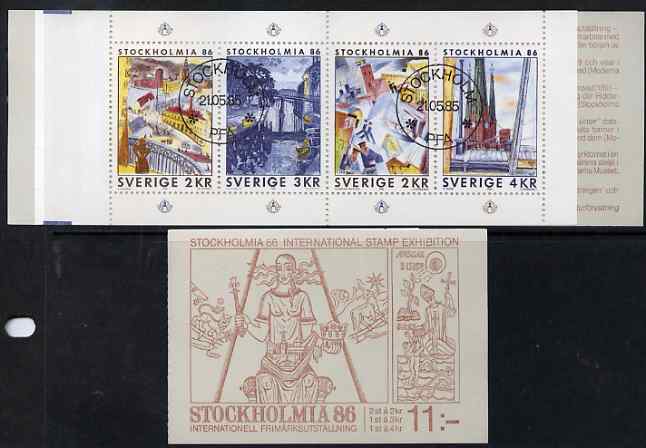 Sweden 1985 'Stockholmia 86' Stamp Exhibition 11k booklet complete with first day cancels, SG SB390, stamps on , stamps on  stamps on royalty, stamps on  stamps on nobel, stamps on  stamps on literature