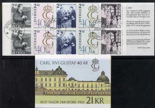 Sweden 1966 40th Birthday of King Gustav 21k booklet complete and fine with first day cancels, SG SB144, stamps on , stamps on  stamps on royalty