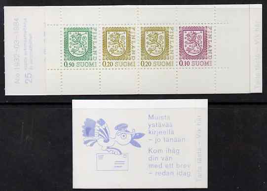 Finland 1983 Lion (National Arms) 1m booklet (violet-blue & white cover) complete and fine, SG SB17a, stamps on , stamps on  stamps on lions, stamps on  stamps on arms, stamps on  stamps on heraldry