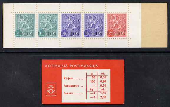 Finland1968 Lion (National Arms) 50p booklet (red cover) complete and fine, SG SB7, stamps on lions, stamps on arms, stamps on heraldry