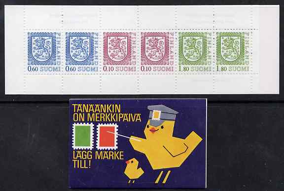 Finland 1988 Lion (National Arms) 5m booklet (multi-coloured cover) complete and fine, SG SB25a, stamps on lions, stamps on arms, stamps on heraldry