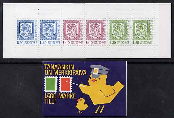 Finland 1988 Lion (National Arms) 5m booklet (multi-coloured cover) complete and fine, SG SB25a, stamps on , stamps on  stamps on lions, stamps on  stamps on arms, stamps on  stamps on heraldry