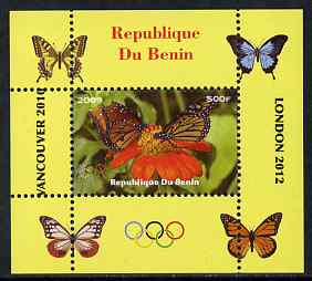 Benin 2009 Butterflies & Olympics #02 individual perf deluxe sheet unmounted mint. Note this item is privately produced and is offered purely on its thematic appeal, stamps on , stamps on  stamps on olympics, stamps on  stamps on butterflies