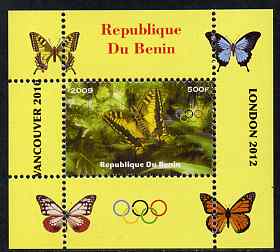 Benin 2009 Butterflies & Olympics #06 individual perf deluxe sheet unmounted mint. Note this item is privately produced and is offered purely on its thematic appeal, stamps on , stamps on  stamps on olympics, stamps on  stamps on butterflies