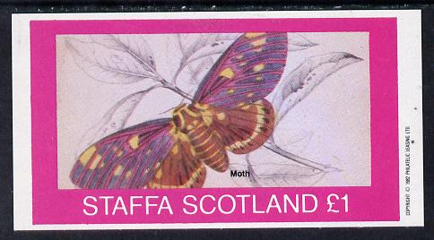 Staffa 1982 Butterflies & Moths (Moth) imperf souvenir sheet (Â£1 value) unmounted mint, stamps on , stamps on  stamps on butterflies