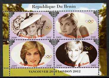 Benin 2009 Princess Diana & Olympics #02 perf sheetlet containing 4 values, unmounted mint. Note this item is privately produced and is offered purely on its thematic appeal, stamps on , stamps on  stamps on olympics, stamps on  stamps on diana, stamps on  stamps on royalty